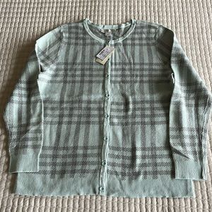 ! SOLD ! Christopher&Banks sweater NWT size L mint green w/ grey stripes